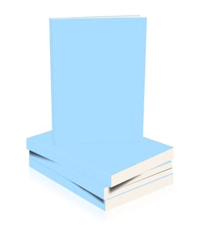 stack of blue books over white background