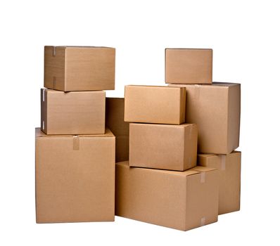 cardboard boxes isolated