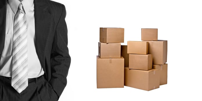 Businessman with Cardboard Boxes