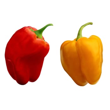 two sweet pepper isolated on white background