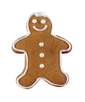 gingerbread man isolated on white background close up