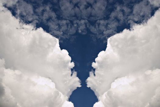 Beautiful cloudy sky with big white clouds