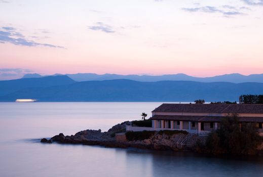 Morning landscape on Corfu island, Greece coast