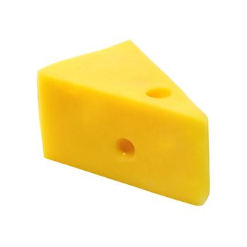 Big piece of yellow cheese on a white background