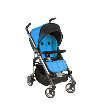 blue baby carriage isolated