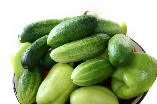 A fresh green cucumber close-up