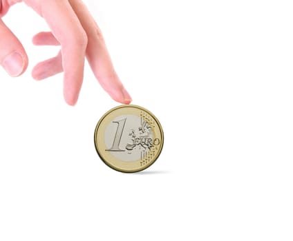 An Isolated image of Euro Coin in a hand