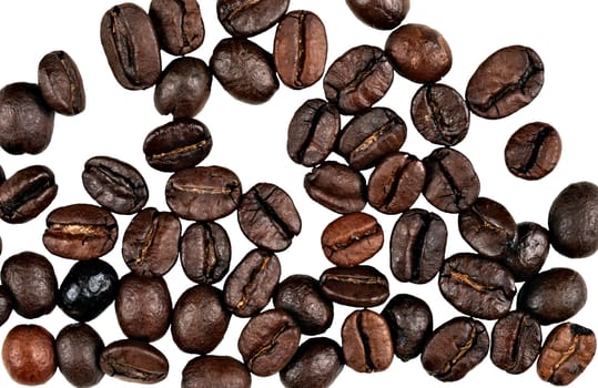 roasted coffee beans on a white background