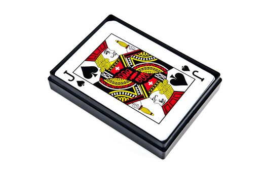 Jack of spades in the box on white background