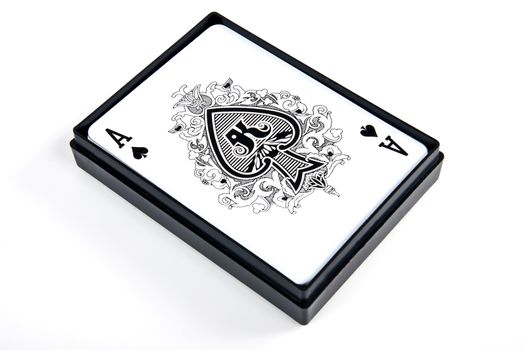 Ace of spades in the box on white background