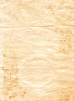 old crumpled paper background with vintage victorian style