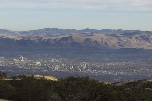 shots of reno from a high angle. slight haze in teh atmosphere.