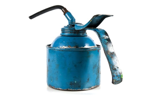 Modern blue oil can dirty from use