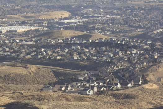 shots of reno from a high angle. slight haze in teh atmosphere.