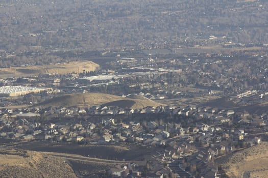 shots of reno from a high angle. slight haze in teh atmosphere.