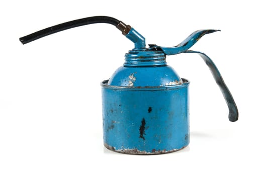 Modern blue oil can dirty from use