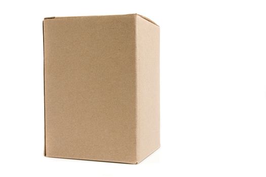 Cardboard box on a white background close up