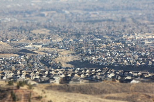 shots of reno from a high angle. slight haze in teh atmosphere.