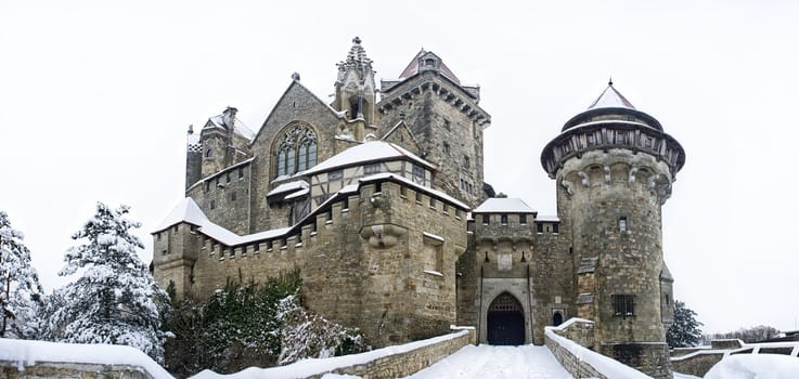 Panoramic view of castle kreuzenstein in lower austria