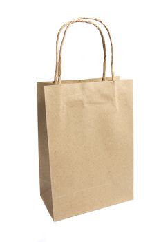 Recycle brown paper bag on white isolated