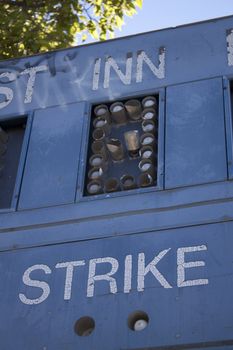 Baseball Scoreboard old vintage run down abandoned