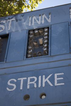 Baseball Scoreboard old vintage run down abandoned