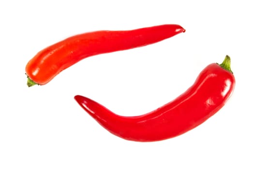 Fresh red hot pepper on a white background