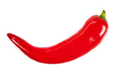 Fresh red hot pepper on a white background