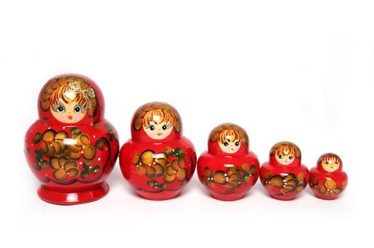 Group russian doll on white background.