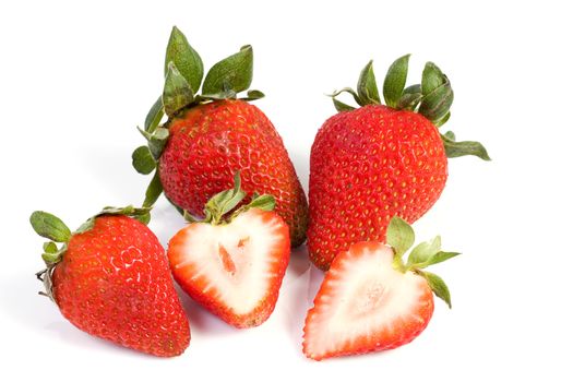 fresh strawberries isolated on white with soft shadow.