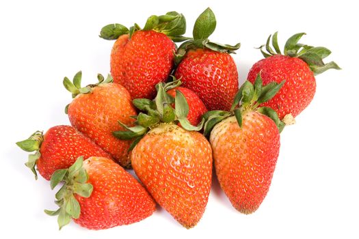 fresh strawberries isolated on white with soft shadow.