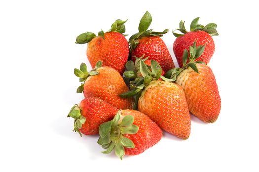 fresh strawberries isolated on white with soft shadow.