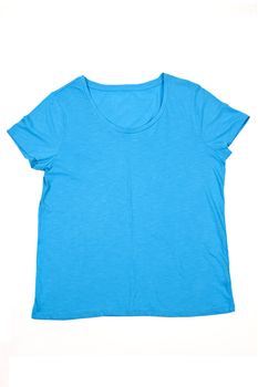 A blank blue tee shirt isolated on a white background