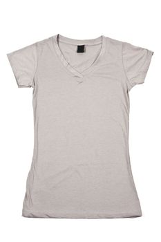 Front of a clean gray womans T-Shirt with v-collar just waiting for you to add your own logo