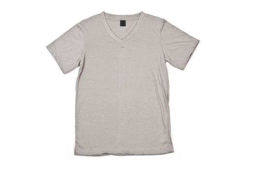 A blank gray tee shirt isolated on a white background