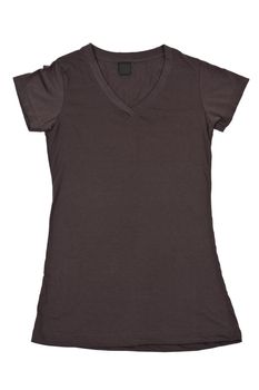 Front of a clean brown womans T-Shirt with v-collar just waiting for you to add your own logo, Graphics or words