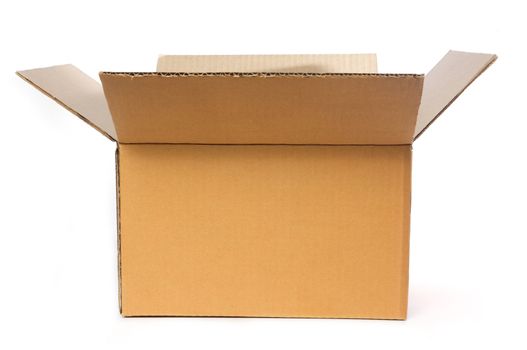 Open cardboard box container  deliver and moving in isolated