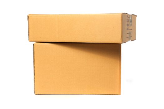 Cardboard box container deliver and moving in isolated