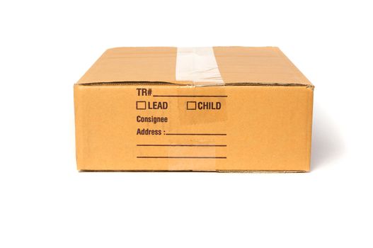 Cardboard box container deliver and moving in isolated