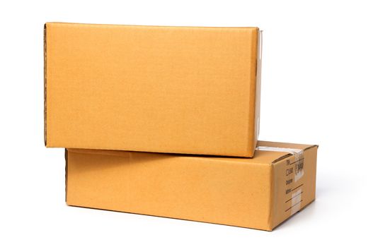 Cardboard box container deliver and moving in isolated