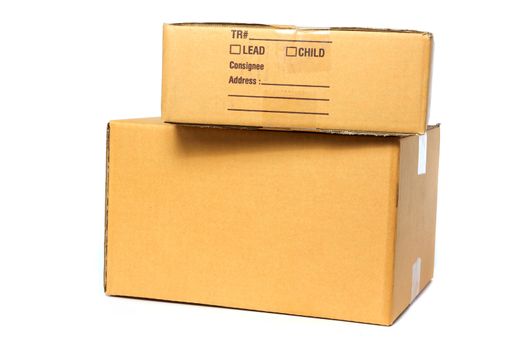 Cardboard box container deliver and moving in isolated