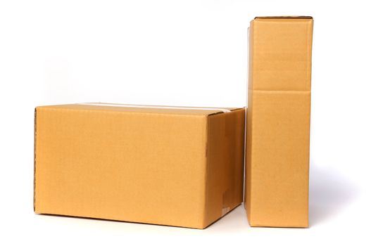 Cardboard box container deliver and moving in isolated