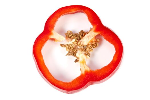 Freshness red bell pepper portion on white background