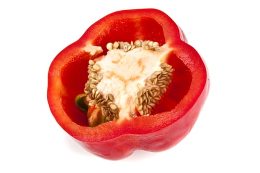 Freshness red bell pepper portion on white background