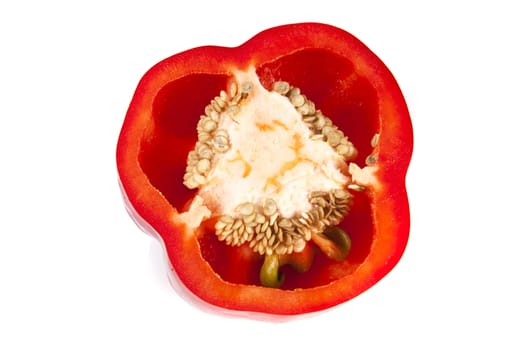 Freshness red bell pepper portion on white background