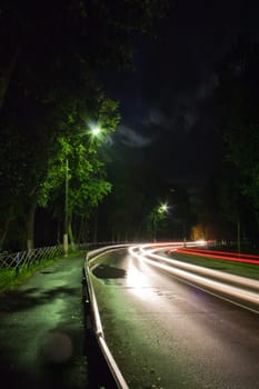 Traffic in the city by night