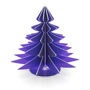 3d christmas tree of blue metallic and silver