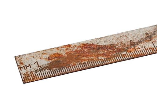 The old rusty ruler, isolated on a white background