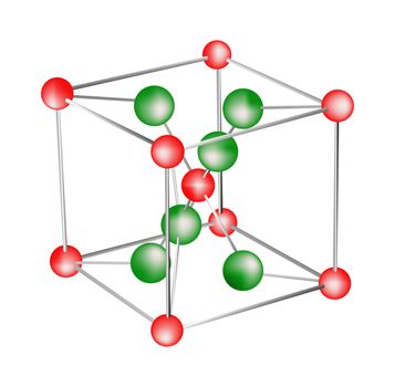 Crystal lattice of a structure of polymers and nonmetallic materials on a white background