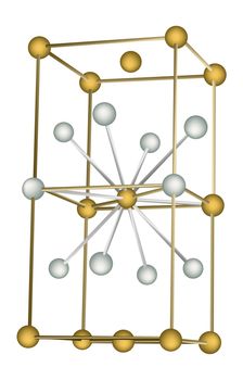 Crystal lattice of a structure of polymers and nonmetallic materials on a white background